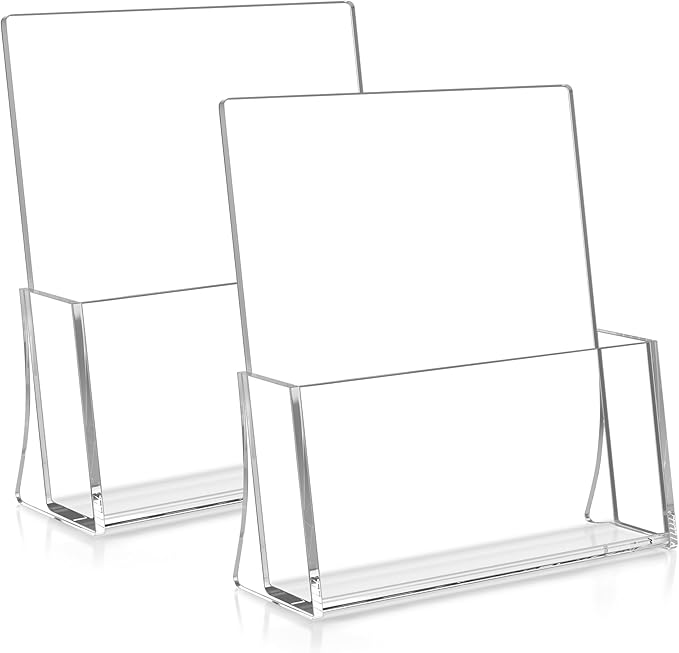 zavekia 2 Pack Acrylic Brochure Holder, 8.5 x 11 inches Clear Acrylic Literature Holder Plastic Flyer Display Stand