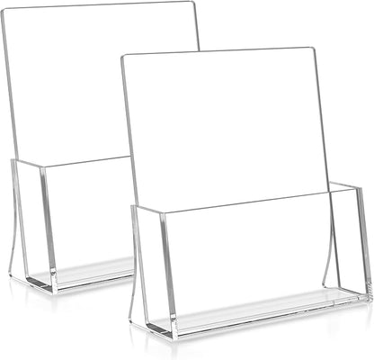 zavekia 2 Pack Acrylic Brochure Holder, 8.5 x 11 inches Clear Acrylic Literature Holder Plastic Flyer Display Stand