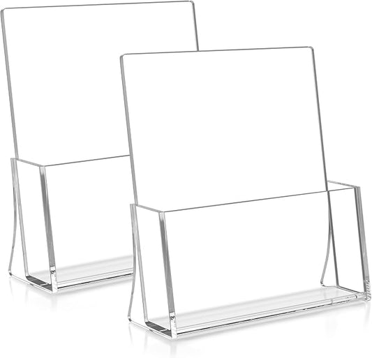 zavekia 2 Pack Acrylic Brochure Holder, 8.5 x 11 inches Clear Acrylic Literature Holder Plastic Flyer Display Stand