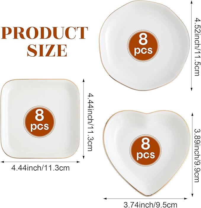 Shappy 24 Pcs Ceramic Jewelry Tray 4.5 in Ring Dish Bulk Decorative Trinket Dish for Bridal Shower Weddings Birthdays Gifts