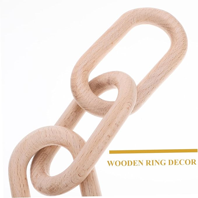 SHINEOFI Wood Chain Link Decor Minimalist Ornament for Decoration Rustic Pine Design for Shelves and Dining Tables Unique Interlocking Knot Style