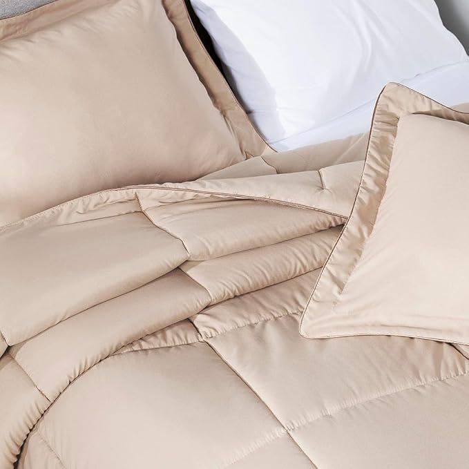 PeachSkinSheets Night Sweats: The Original 1500TC Soft Super Full/XL Full Oversized Comforter Set Toasted Marshmallow