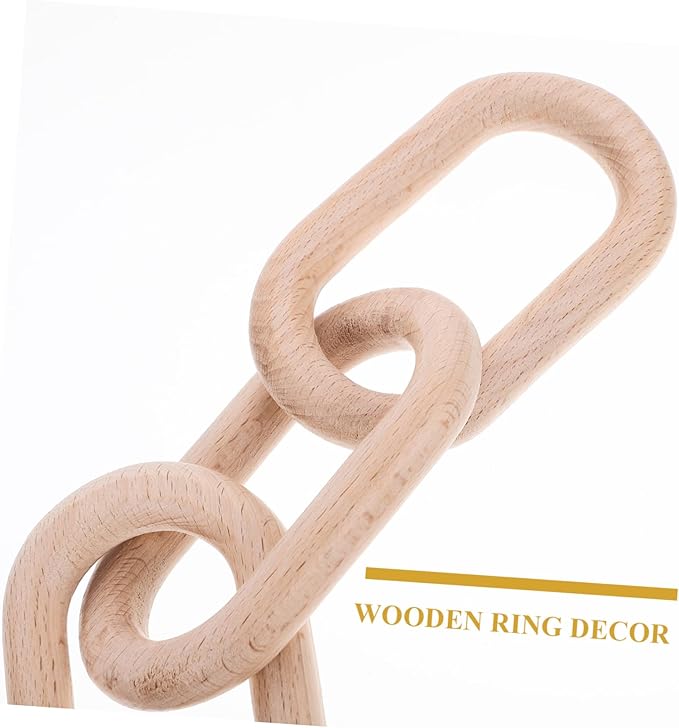 DOITOOL Rustic Link Chain Decor Wall Table Ornament Minimalist Home Accent for Living Room Birthdays Housewarming Natural Wood Sculptures