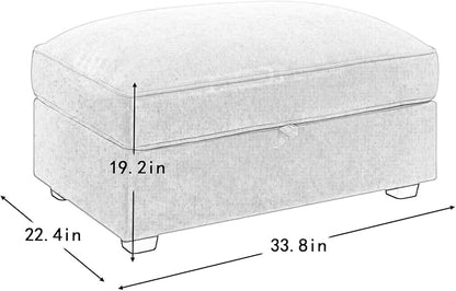 Ottoman - Chenille Grey with Storage & Comfort