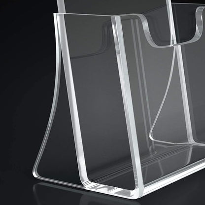HIIMIEI Brochure Holder 8.5 x 5.5 inches, Acrylic Flyer Holder with 2 Pack, Plastic Stands for Displaying Magazines, Pamphlets, Literature, Brochures, Booklets, Menu