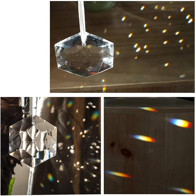H&D HYALINE & DORA Rainbow Maker Crystal Glass Hexagon Prism SunCatcher for Window Hanging Feng Shui