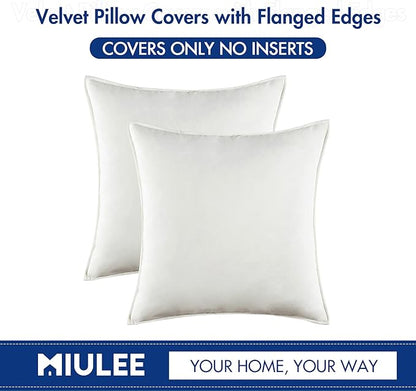 MIULEE Pack of 2 Decorative Velvet Throw Pillow Cover Soft Pure White Pillow Cover Solid Square Cushion Case for Sofa Bedroom Car 18x 18 Inch 45x 45cm