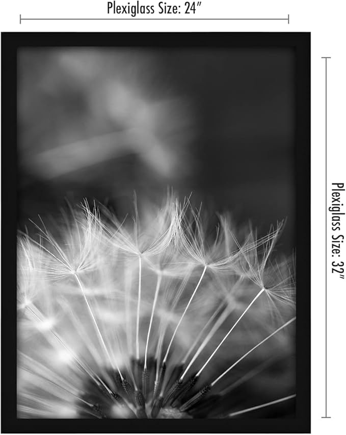Americanflat 24x32 Poster Frame with Polished Plexiglass - Black Picture Frame - Wide Photo Frames Made of Engineered Wood for Vertical or Horizontal Wall Display - Epic Collection - Black