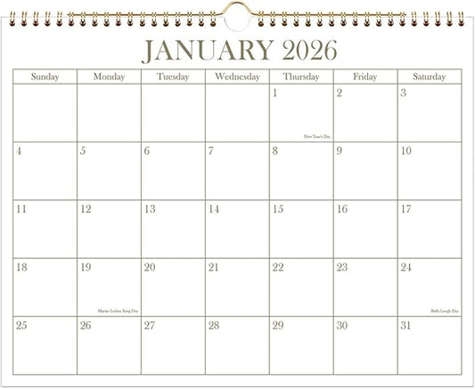 2026 Calendar - 2026-2027 Wall Calendar from January 2026 - June 2027, 18 Months Calendar with Premium Paper, Twin-Wire Binding & Hanging Hook, 8.5" x 11", Golden