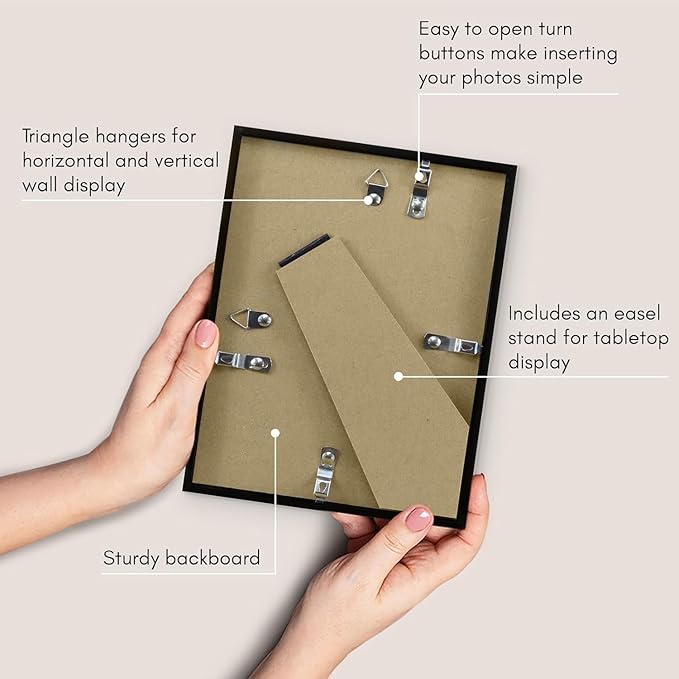 Americanflat 6x8 Picture Frame with Shatter-Resistant Glass - Use as 4x6 Frame with Mat or Display 6x8 Photo Without Mat - Streamline Collection - Picture Frames for Tabletop and Wall - Black