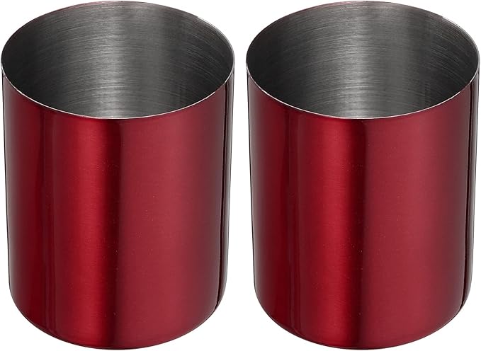 PATIKIL Pencil Holder, 2 Pack Pen Holder for Desk Stainless Steel Pencil Holders Cup Organizer Makeup Brush Holder for Desk Accessories, Red