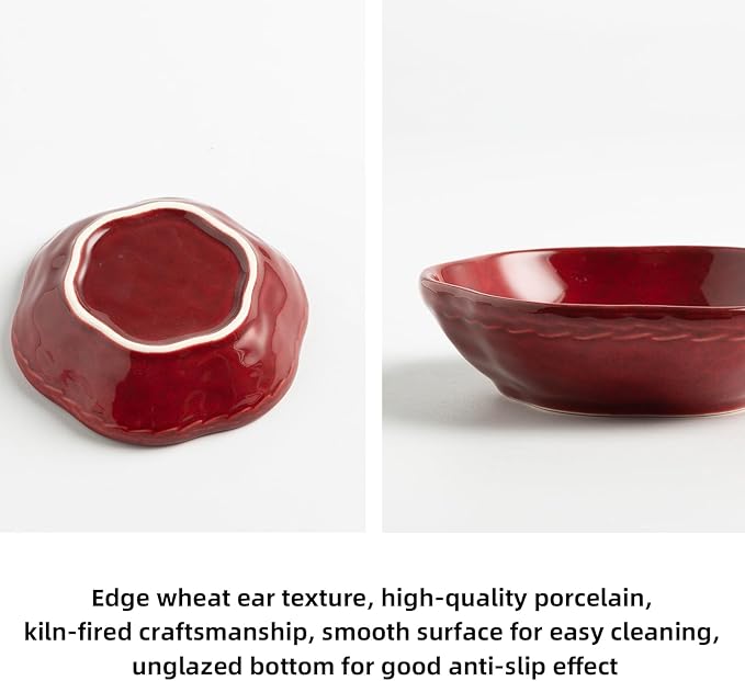 Floral Ceramic Ring Dish Elegant Jewelry Gift for Women Ceramic Trinket Tray Ring Holder Necklace Organizer for Mom Best Friend Sister (red)