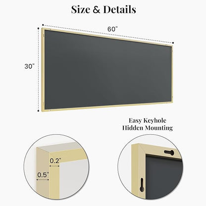 60"x30" Gold Bathroom Mirror for Wall, Metal Framed Large Vanity Mirror Over Double Sink, Full Length Body Mirror, Modern Decor, Flush Mount