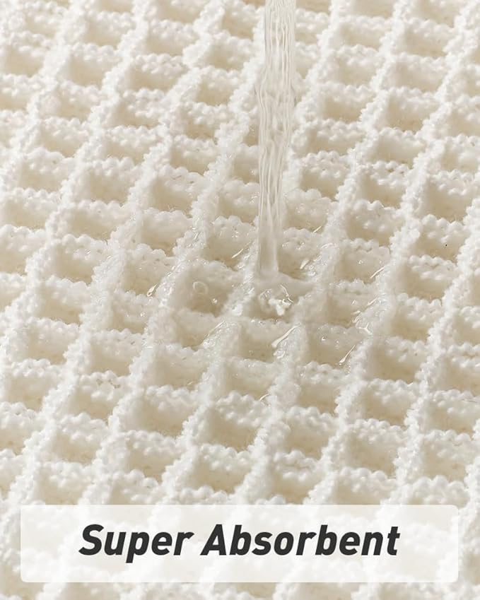 AMOAMI Waffle Runner Rug Super Absorbent Non Slip Bath Mats for Bathroom Floor, Machine Washable Boho Bathroom Runner Rug with Tassels, Ideal for Hallway Bedroom Laundry Room, 2' x 5'