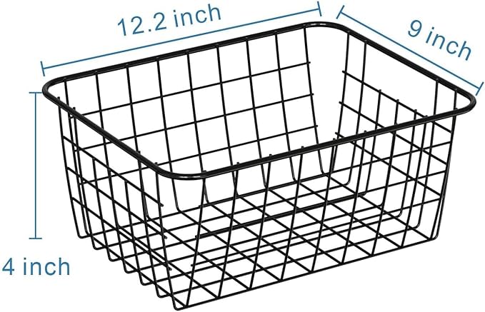 iSPECLE Wire Baskets, 6 Pack Small Pantry Organizers Wire Storage Baskets with Handles, Sorting Storage Easy Access Durable Wire Basket for Pantry, Black