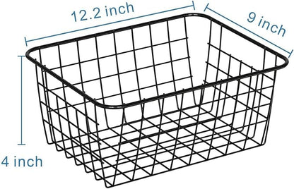 iSPECLE Wire Baskets, 6 Pack Small Pantry Organizers Wire Storage Baskets with Handles, Sorting Storage Easy Access Durable Wire Basket for Pantry, Black
