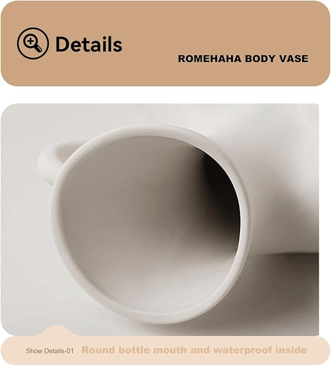 Body Vase 8.27" Collarbone Shaped Flower Vase for Home Decor, Clavicle Bone Ceramic Sculpture Art Decor, Modern Minimalist Flower Holder for Living Room