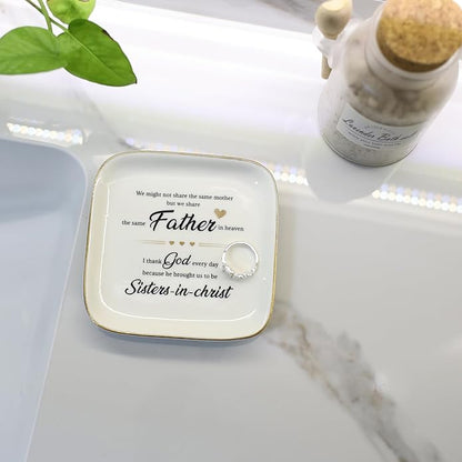 Scwhousi Ring Dish Jewelry Tray for Friend Mom Sister Maid of Honor,Birthday Mother's Day Christmas Gifts