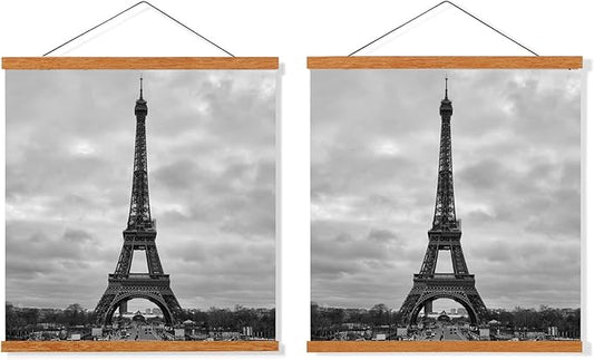 FALAMON 2 Pack Magnetic Poster Hanger Frame, 12x16 12x18 12x24 Teak Wood Magnet Poster Frame for Hanging Posters, Prints, Photos, Pictures, Maps, Scrolls, and Canvas Artwork