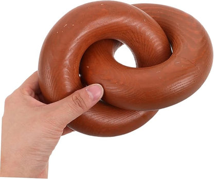 Healifty Wooden Chain Link Decor Hand-Carved Natural Wood Rings Rustic Coffee Table Centerpiece for Home Decor Boho Style Accessory for Living Room