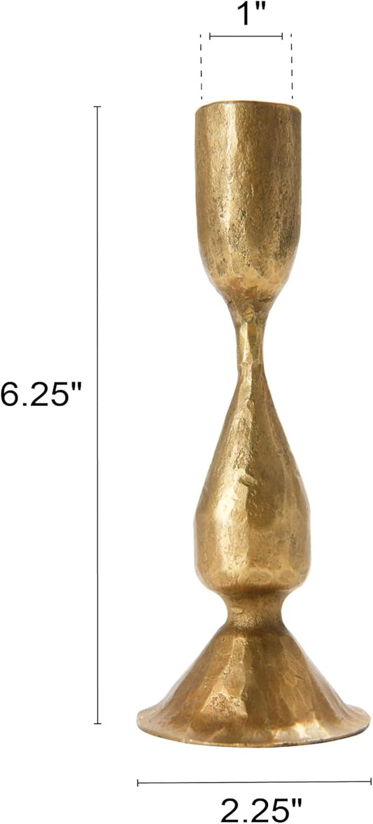 Creative Co-Op Round Hand-Forged Metal Taper Holder, Antique Brass Finish