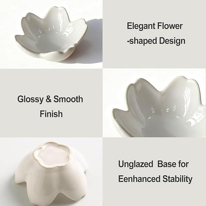 Pearl White Flower Jewelry Dish Ceramic Ring Holder Tray for Vanity, Small Ring Dish Trinket Bowl Aesthetic Nightstand/Bathroom Decor, Women's Gift for Christmas, Birthday, Mother's Day, Anniversary