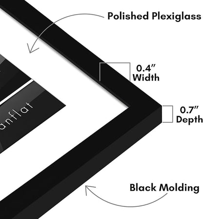 Americanflat 13x13 Picture Frame with Polished Plexiglass - Use as 10x10 Frame with Mat or Display 13x13 Photo Without Mat - Streamline Collection - Thin Border Square Frames for Wall Display - Black