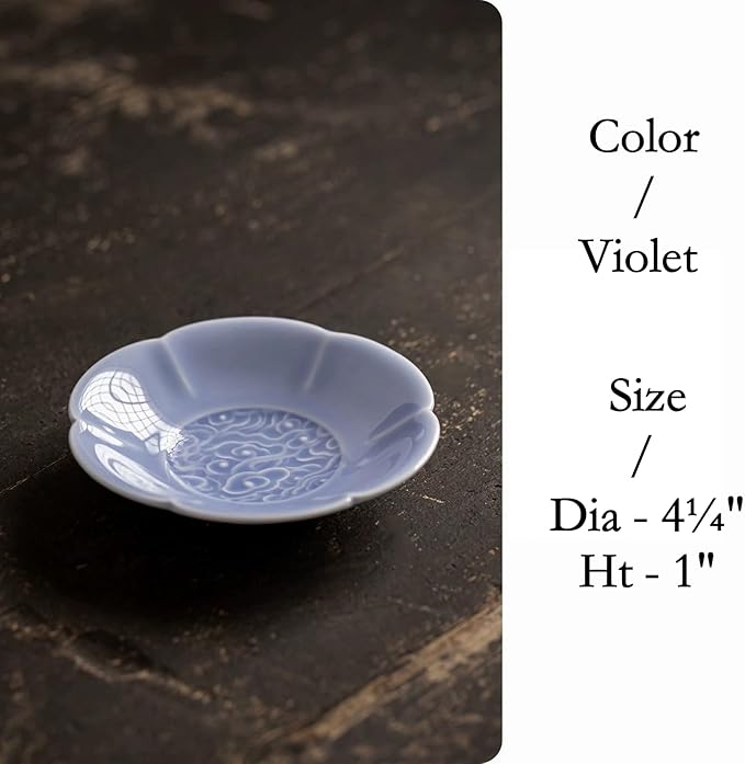 Cloud Ceramic Trinket Dish, 4.1 Inch Small Jewelry Tray with Auspicious Cloud Motifs (Symbolizing Good Fortune), Decorative Jewelry Holder for Vanity & Nightstand, Gift Packaging for Culture Lovers