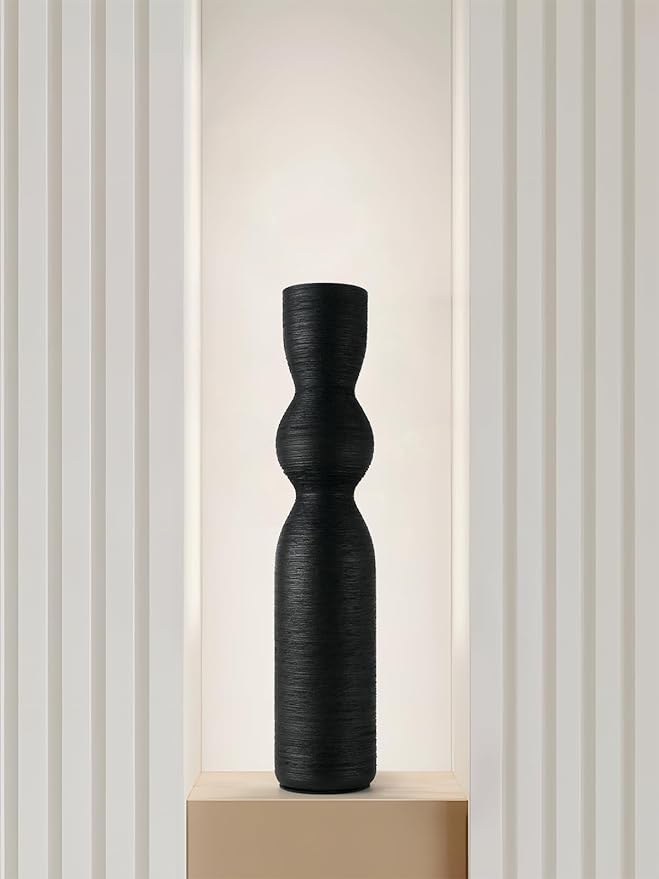 Tall Black Vase 15 Inch Tall Skinny Vases, Handmade Ceramic Flower Vase Modern Minimalist Style Decor for Living Room, Home, Office, Centerpiece,Table and Wedding Party - Black