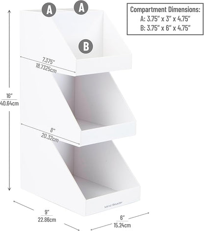 Mind Reader Coffee Tea Utensil and Condiment Station, Countertop Organizer, Coffee Bar, Kitchen, 6" L x 9" W x 16" H, White (Pack of 2)