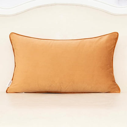 Alerfa Orange Floral Throw Pillow Cover 12 x 20 Inch Cut Velvet Rectange Luxury Decorative Lumbar Pillow Cover for Couch Living Room Bedroom