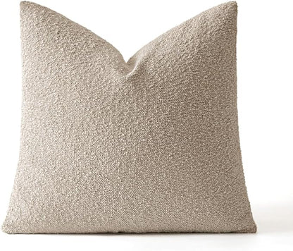 MIULEE Textured Boucle Throw Pillow Cover Neutral Accent Solid Eruo Sham Pillow Case Decorative Soft Pack of 1 Couch Cushion Chair Sofa Bedroom Livingroom Home Decor,24x24 Inch
