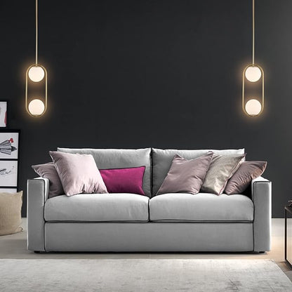 Modern Gold Globe Chandelier 2-Lights Mid Century Pendant Light Brushed Brass Ceiling Hanging Lighting Fixture with White Globe Glass Lampshade for Kitchen Island Dining Room Bedroom