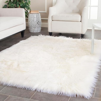 SAFAVIEH Faux Sheep Skin Collection 8' x 10' Ivory FSS235A Silken Glam 2.35-inch Thick Area Rug