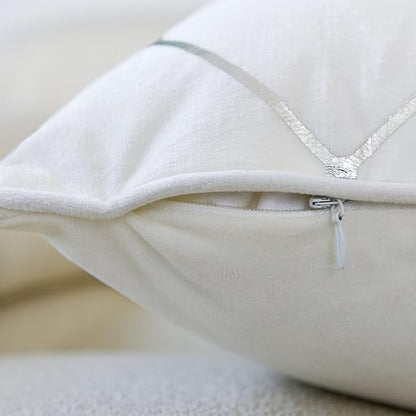 WACOMECO Silver Throw Pillow Covers, Pack of 2 Soft Velvet Decorative Cushion Covers for Couch Sofa Home Decoration, White, 16x16 Inch