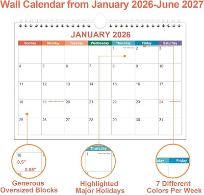 Mini Calendar 2026 - Small 2026 Calendar from January 2026 - June 2027, 18 Months Little Calendar with Premium Paper, 5.8" x 8.5", Colorful