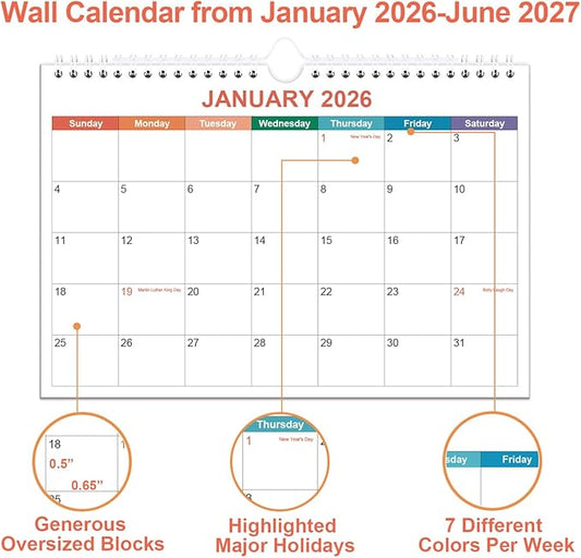 Mini Calendar 2026 - Small 2026 Calendar from January 2026 - June 2027, 18 Months Little Calendar with Premium Paper, 5.8" x 8.5", Colorful