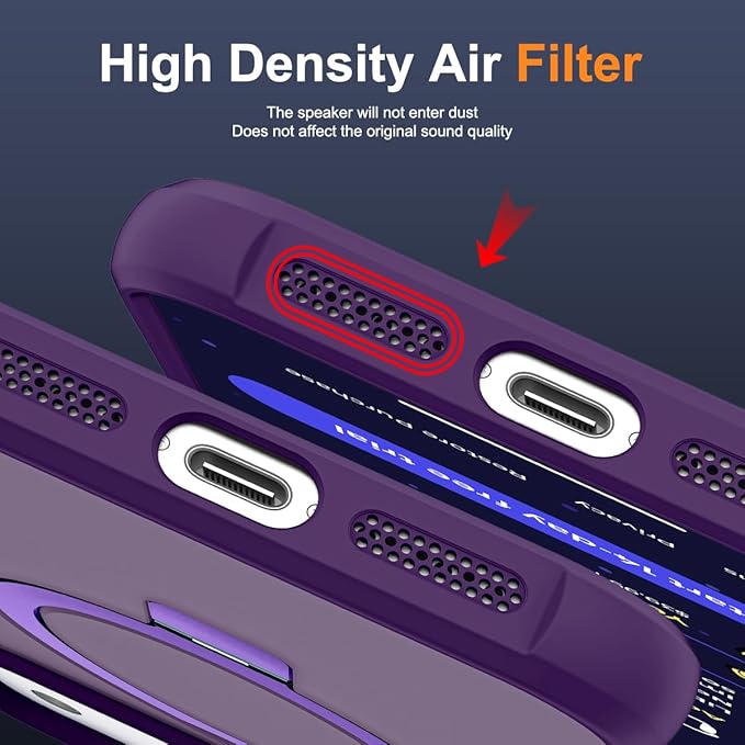 Compatible with iPhone 17 Pro Max Case with Invisible Magnetic O-Ring Stand Military-Grade Translucent Case for iPhone 17 ProMax 6.9" [Compatible with Mag-Safe][Great Grip Feeling], Purple