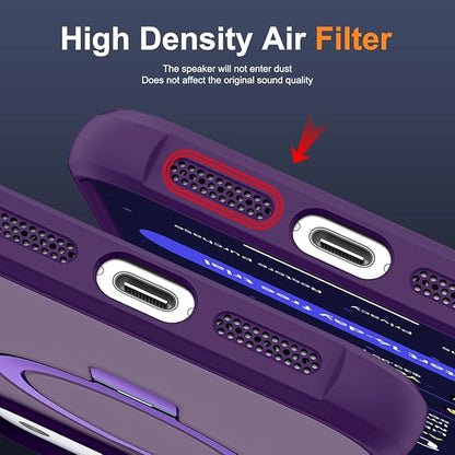 Compatible with iPhone 17 Pro Max Case with Invisible Magnetic O-Ring Stand Military-Grade Translucent Case for iPhone 17 ProMax 6.9" [Compatible with Mag-Safe][Great Grip Feeling], Purple