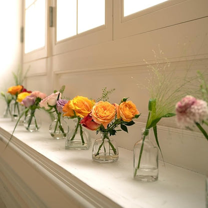 Bud Vases Set of 24, Glass Bud Vase in Bulk, Clear Bud Vases for Centerpieces, Small Vases Flowers Vintage Vases for Rustic Wedding Home Decor Floral Arrangements Mini Glass Bud Vase