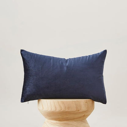 GIGIZAZA Navy Blue Velvet Pillow Covers 12x20,Small Solid Throw Pillow Covers Decorative Modern Pillows Lumabr Vintage Cases Pack of 2