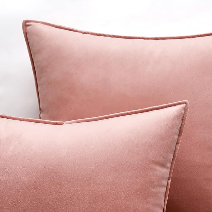 MIULEE Pack of 2 Valentines Day Decorative Velvet Throw Pillow Covers Soft Dark Pink Pillow Covers Soild Square Cushion Case for Sofa Bedroom Car 18x 18 Inch 45x 45cm
