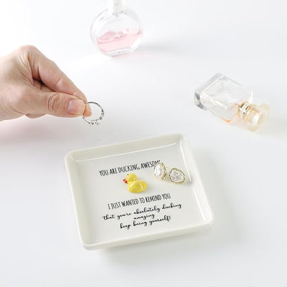 HOME SMILE Duck Jewelry Dish Tray-Birthday Gifts for Women Friendship Mothers Day Graduation Teacher Appreciation Christmas-Reminder Gifts-You're Ducking Amazing