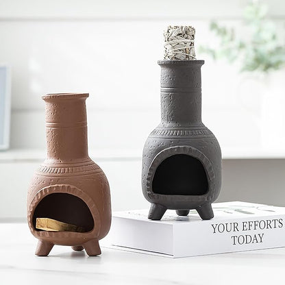 Ceramic Chimney Incense Burner Palo Santo Sticks Holder Sage Burner Holder Incense Cones for Yoga Studio Living Room Home Decor,Black