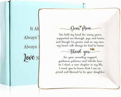 Mother of Bride Gifts from Daughter,Jewelry Holder Ring Dish Organizer,Wedding Gifts for Mom - You Held My Hand for Many Years