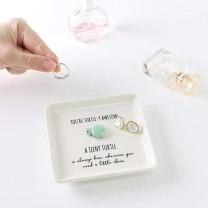 HOME SMILE Turtle Ring Dish Tray- Birthday Gifts for Women Friends Mothers Day Graduation Teacher Appreciation Retirement Christmas,You're Turtley Awesome