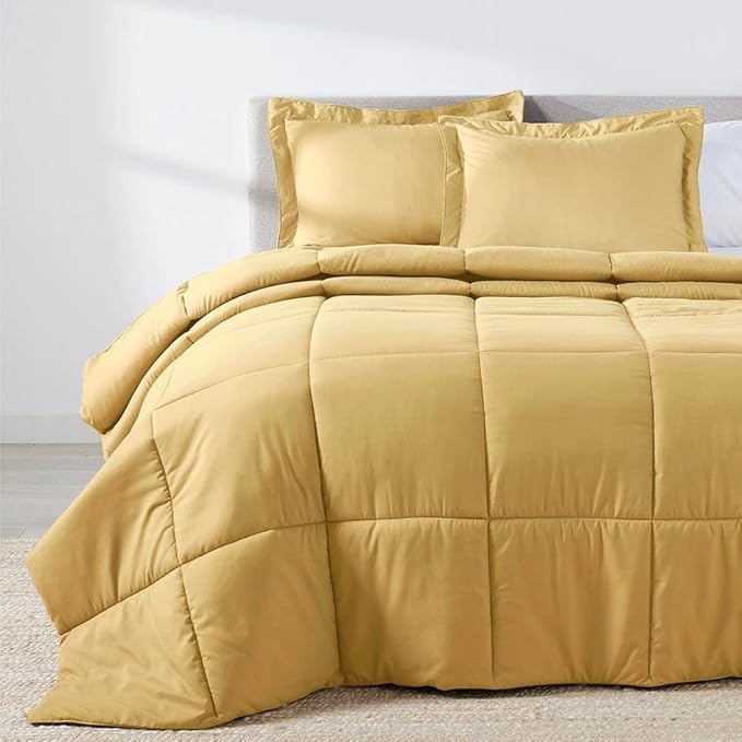 PeachSkinSheets Night Sweats: The Original 1500TC Soft Super Queen Oversized Comforter Set Harvest Gold