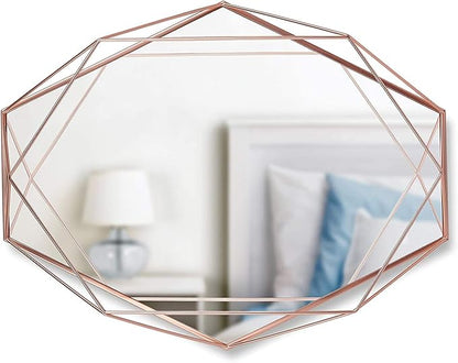 Umbra Prisma Modern Geometric Shaped Oval Mirror Wall Decor for Bedroom, Bathroom, Living, Dining Room, 22.5" Length x 17" Height x 3.75” Width, Copper