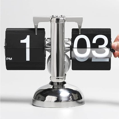 Tyenaza Flip Desk Clock, Digital Flip Down Clock, Retro Minimalist Single Foot Mechanical Auto Flip Clock Desk Clock for Home Livingroom(Black)