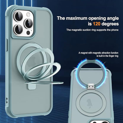 Compatible with iPhone 11 Pro Max Case with Invisible Magnetic O-Ring Stand Military-Grade Translucent Case for iPhone 11 ProMax 6.5" [Compatible with Mag-Safe][Great Grip Feeling], Blue